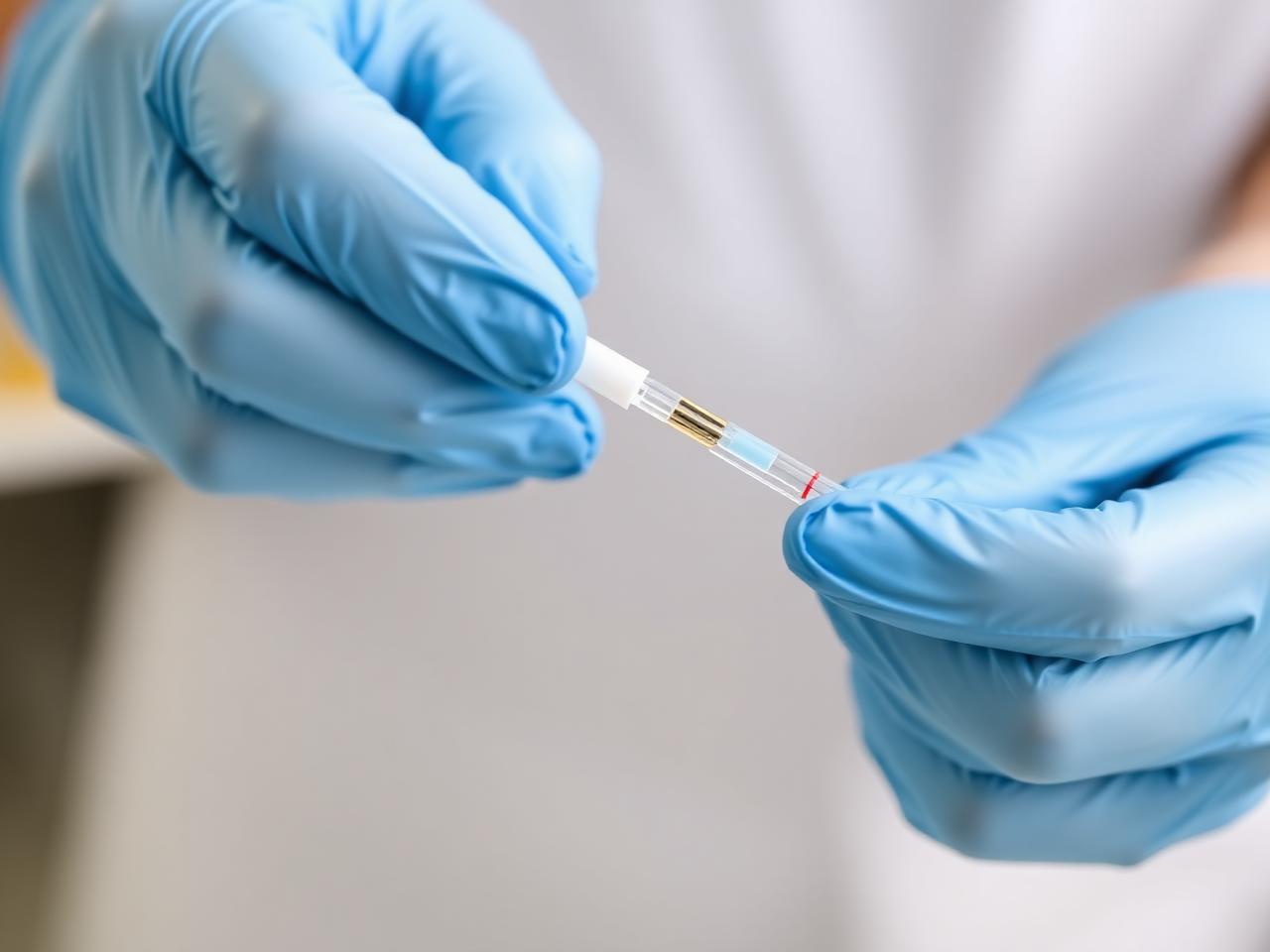 Clinician preparing an oral fluid drug test swab